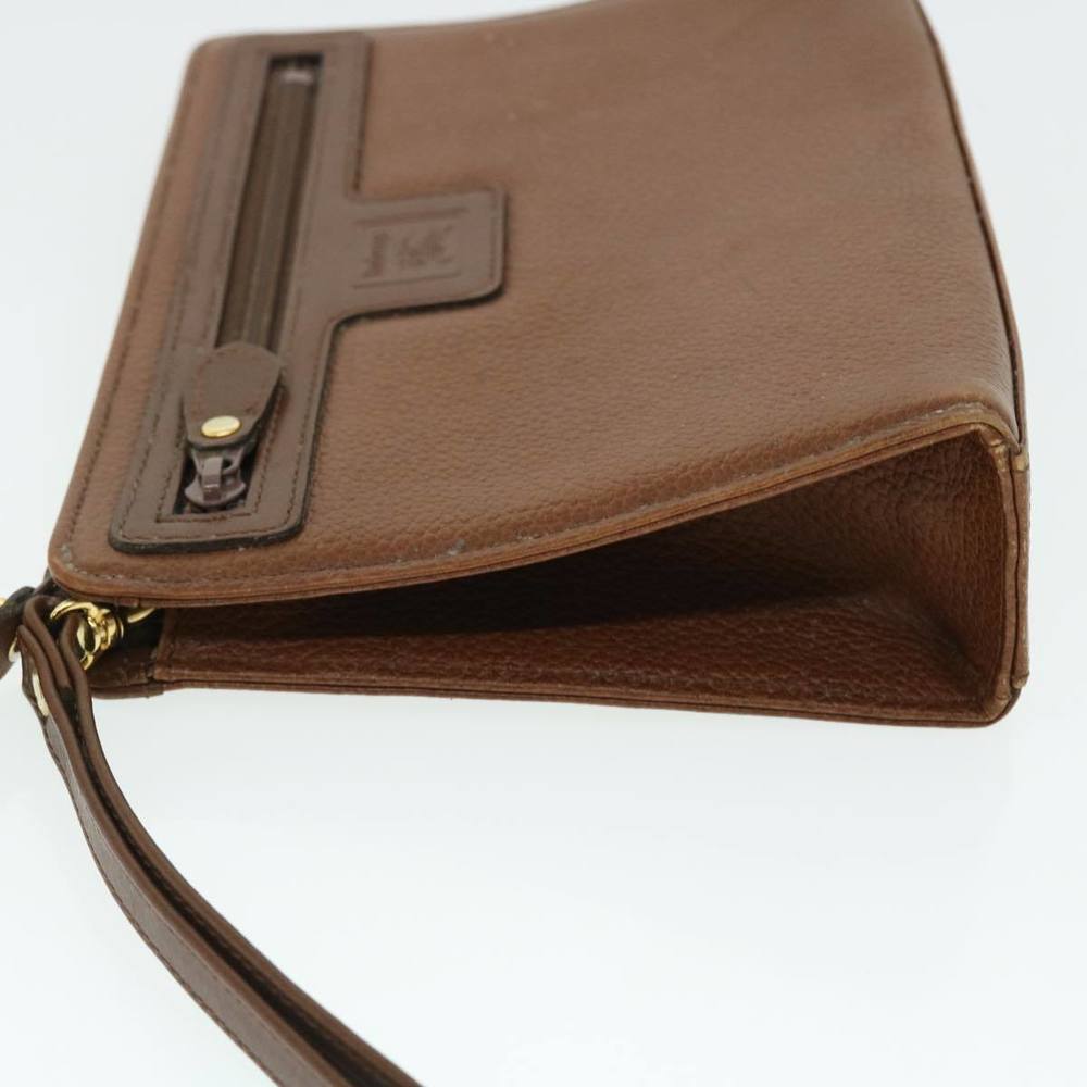 Burberrys Clutch Bag Leather Brown Auth 51663 - Picture 4 of 16
